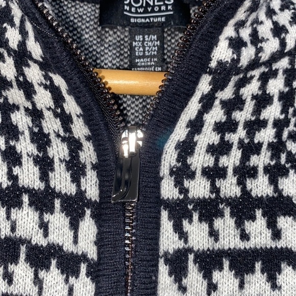 Jones NY poncho sweater houndstooth super soft zippered front small medium - Picture 3 of 5